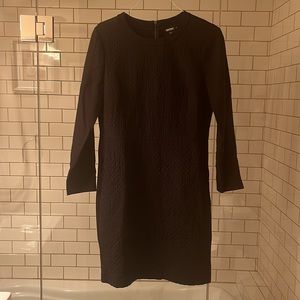 DKNY Black Long Sleeve Textured Sheath Dress